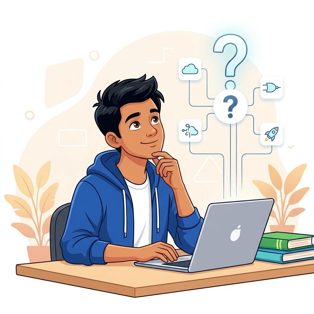 Student at laptop exploring technology career roadmaps
